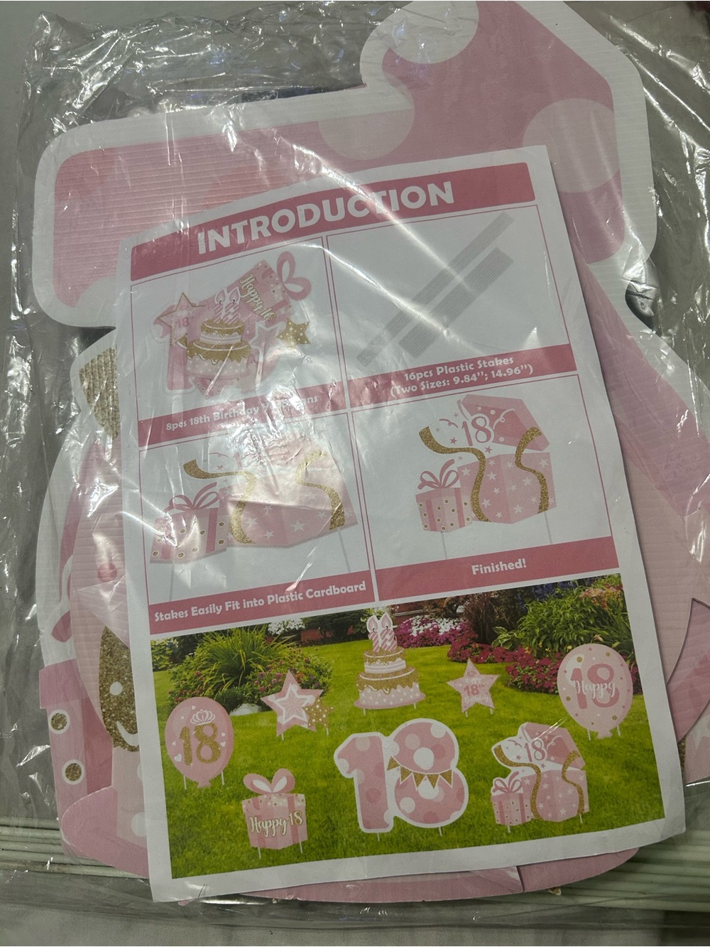 Pink "18" Birthday Yard Stakes Party Decor